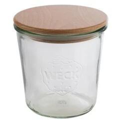 APS 2 Original-Weckgläser In Sturzform Mit Buchenholzdeckel Je 580 Ml