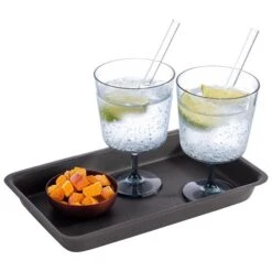 APS Tablett -LEVANTE- 25,5 X 16 Cm, H: 3 Cm Edelstahl, Farbe: Grey Black 0,7 Liter -APS 519bf3bf e0c0 4ff4 aa1e cd44faabe8a4