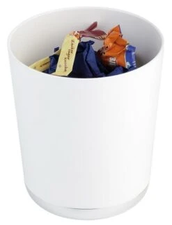 4x APS Tischreste- / Besteckbehälter Ø 13 Cm, H: 15 Cm SAN, Weiß Mit Verchromten Boden