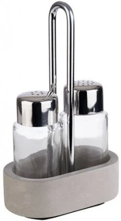 2x APS Salz- Und Pfeffermenage SIERRA, Bestehen Aus: - Basis, Beton Metall, Verchromt -