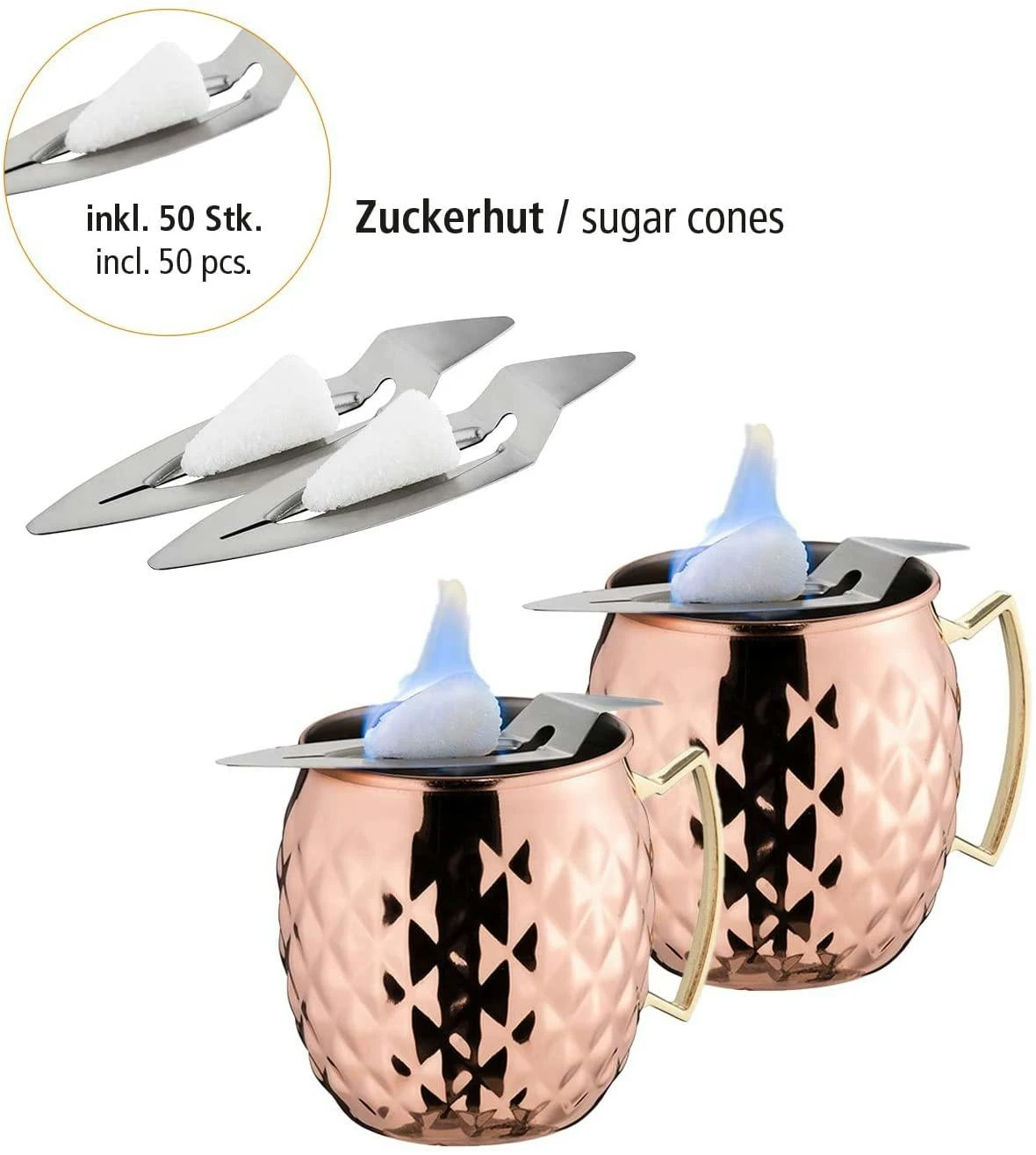 APS 65072 Mini Feuerzangenbowle Set, 2 Edelstahl Becher Im Kupfer-Look, Punschgefäß, 2 Mini-Feuerzangen 7 APS 65072 Mini Feuerzangenbowle Set, 2 Edelstahl Becher Im Kupfer-Look, Punschgefäß, 2 Mini-Feuerzangen – Bild 5